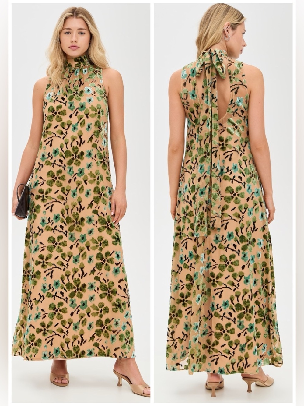 STAUD Albee Maxi Dress in Moss Floral Tapestry SZ XS NWT